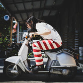 May club -【WESTRIDE】BORDER LONG PANTS - CRM/RED